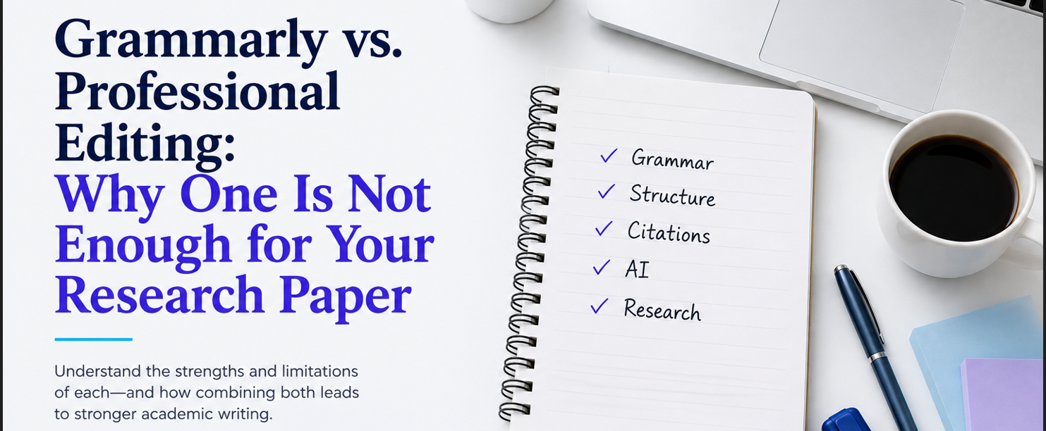 Grammarly vs. Professional Editing: Why One Is Not Enough for Your Research Paper - Professional proofreading and editing services resource