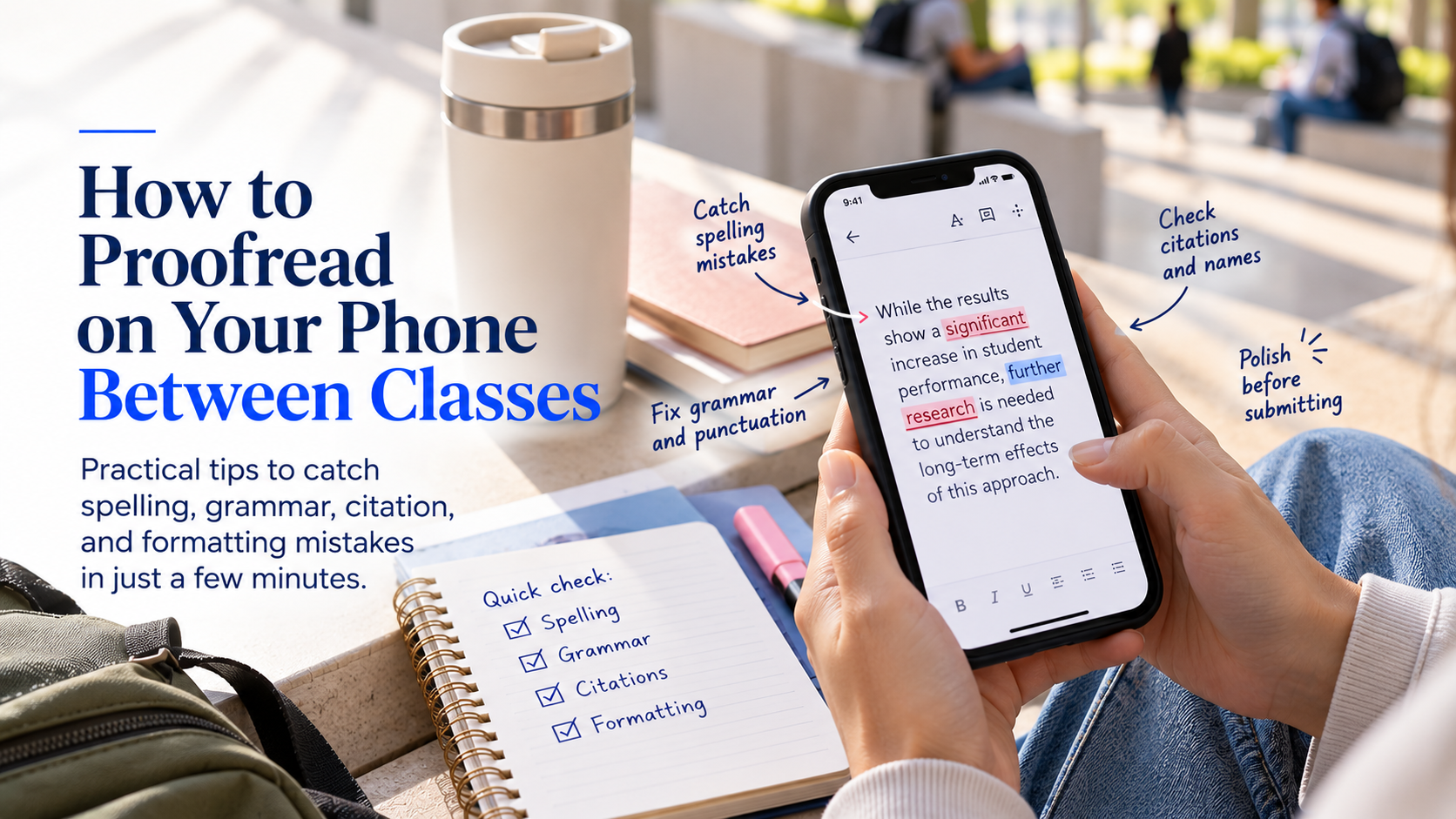 How to Proofread on Your Phone Between Classes - Professional proofreading and editing services resource