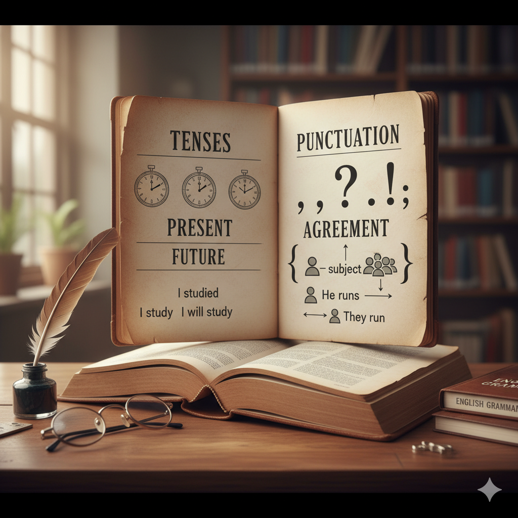 English Grammar Rules Every Student Should Know — Tenses, Punctuation & Agreement